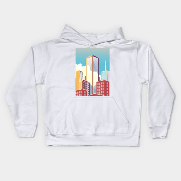 Cityscape skycrapers. Kids Hoodie by nickemporium1